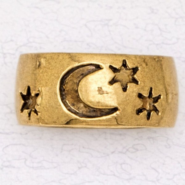 Bronze Ladies' Ring - Moon & Star Band
