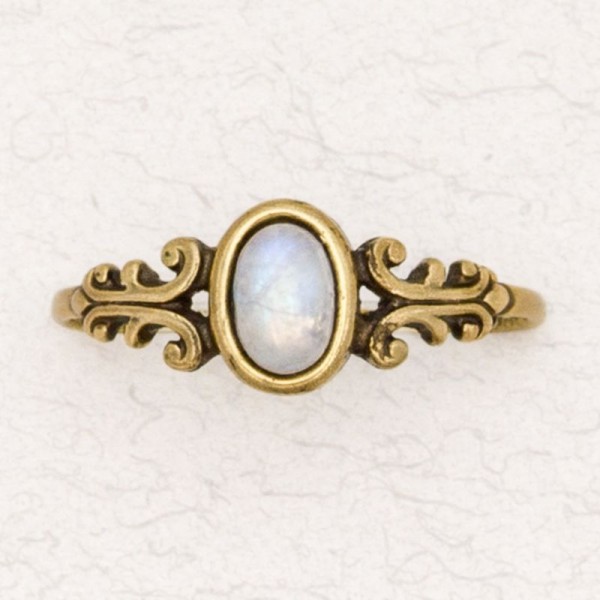 Bronze Ladies' Ring - Floral Motif with Genuine Stone