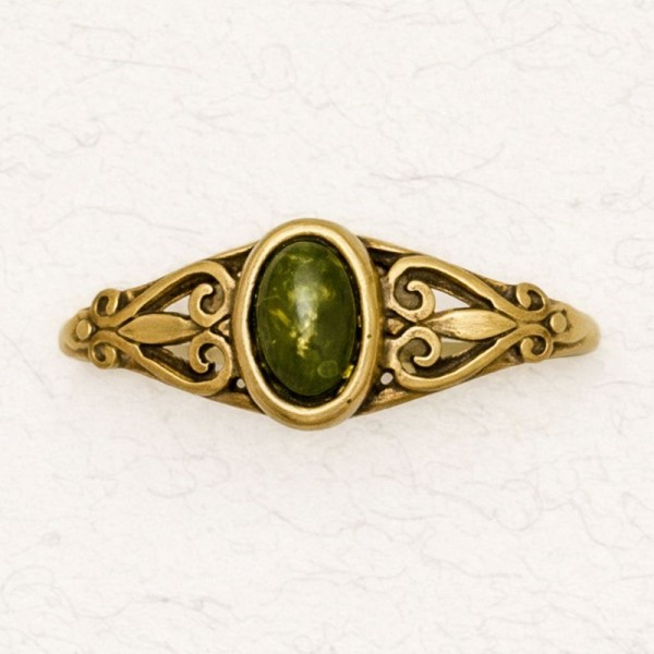 Bronze Ladies' Ring - Floral Motif with Genuine Stone