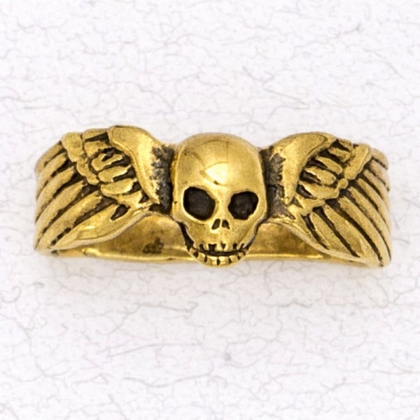 Bronze Ladies' Ring - Winged Skull