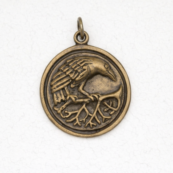 Celtic Bronze Pendant Necklace - Celtic Raven