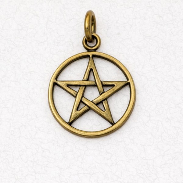 Wicca Bronze Pendant Necklace - Pentacle