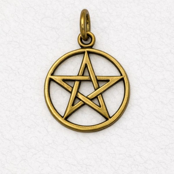 Wicca Bronze Pendant Necklace - Pentacle