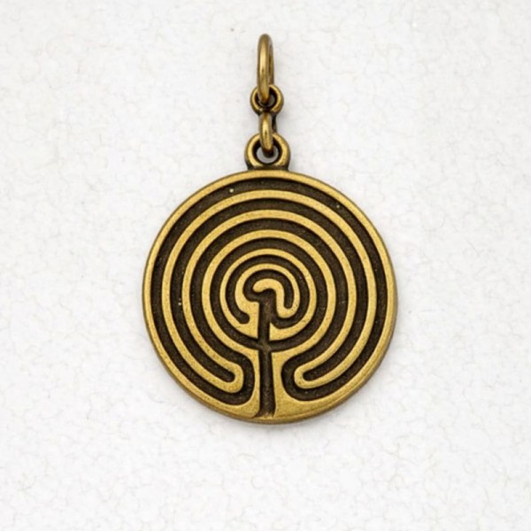 Cretan Bronze Pendant Necklace - Labyrinth