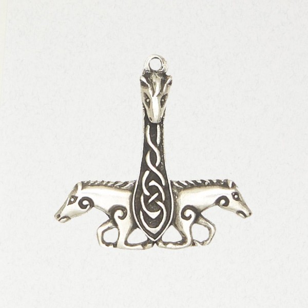 Celtic Pewter Pendant Necklace - Celtic Horses
