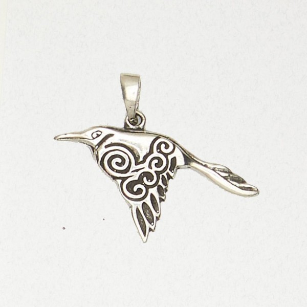 Celtic Pewter Pendant Necklace - Celtic Raven