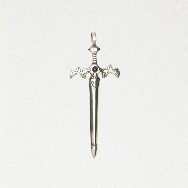 Celtic Pewter Pendant Necklace - Excalibur with Accent Stone