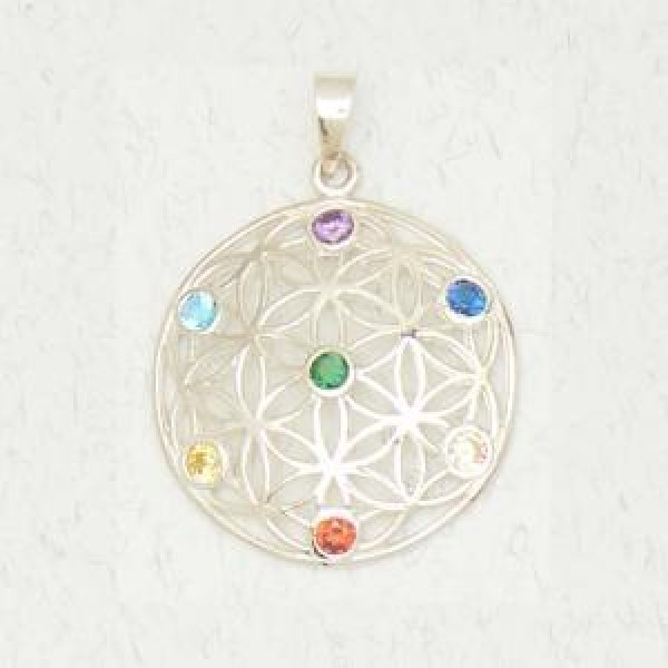 Flower of Life with Chakra Color CZs
