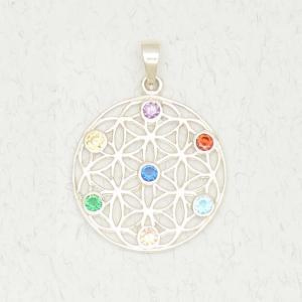 Flower of Life with Chakra Color CZs