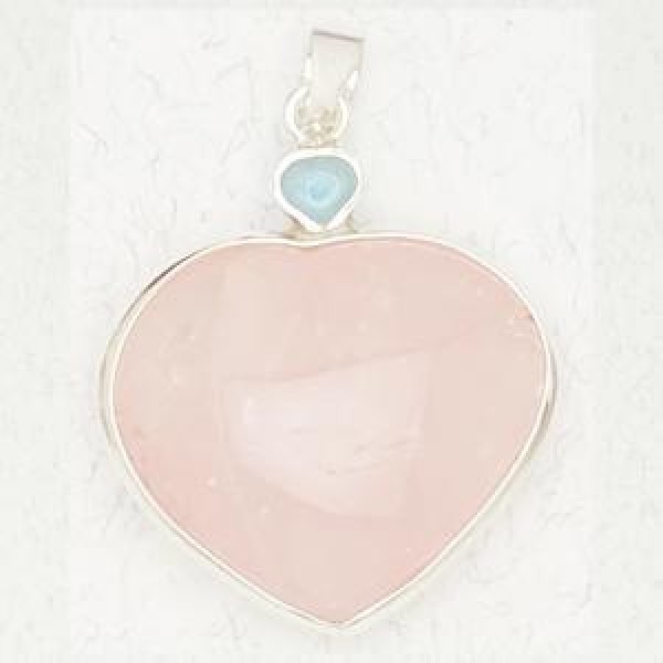 Rose Quartz Heart Pendant w- Accent Stone
