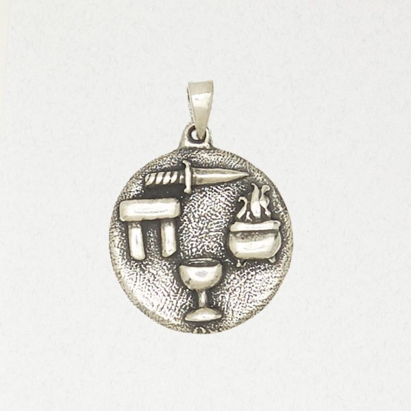 Wicca Pewter Necklace Pendant - Four Sacred Things