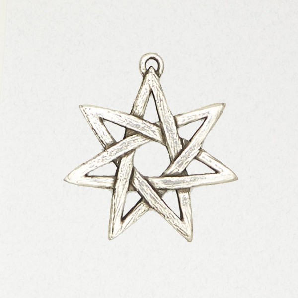 Wicca Pewter Necklace Pendant - Seven Pointed Star