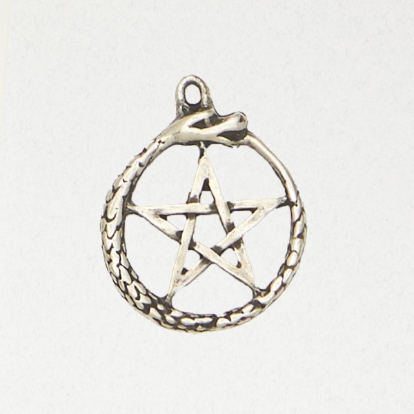 Wicca Pewter Necklace Pendant - Oroborus