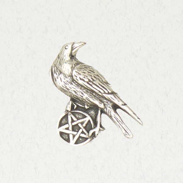 Wicca Pewter Necklace Pendant - Pentacle of the Raven