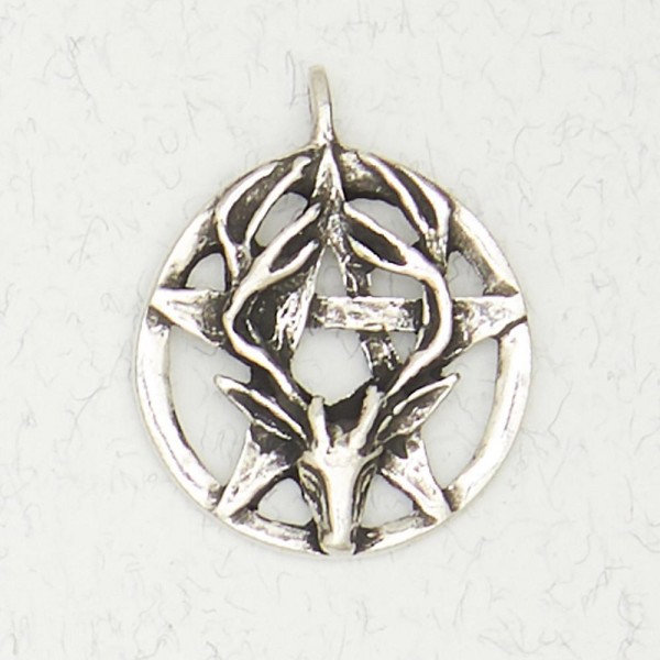 Wicca Pewter Necklace Pendant - Wiccan Stag