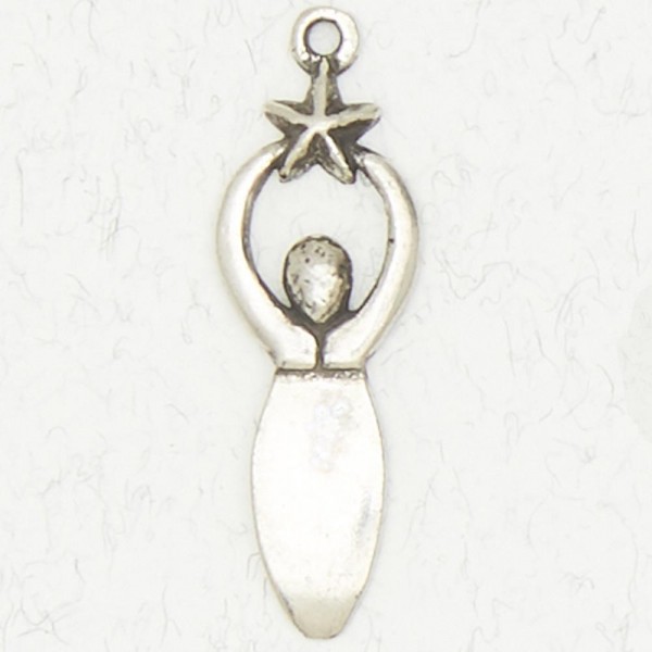 Wicca Pewter Necklace Pendant - Pentacle of the Goddess