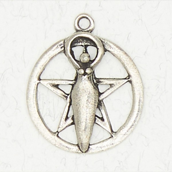 Wicca Pewter Necklace Pendant - Pentacle of the Goddess
