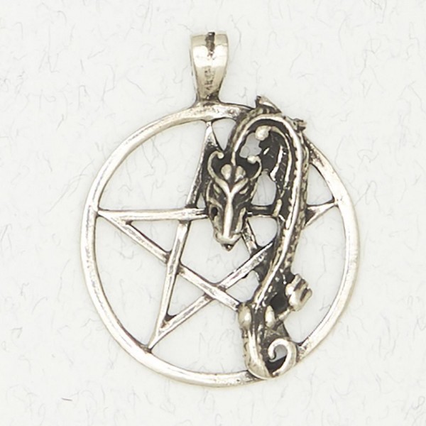 Wicca Pewter Necklace Pendant - Pentacle of the Dragon